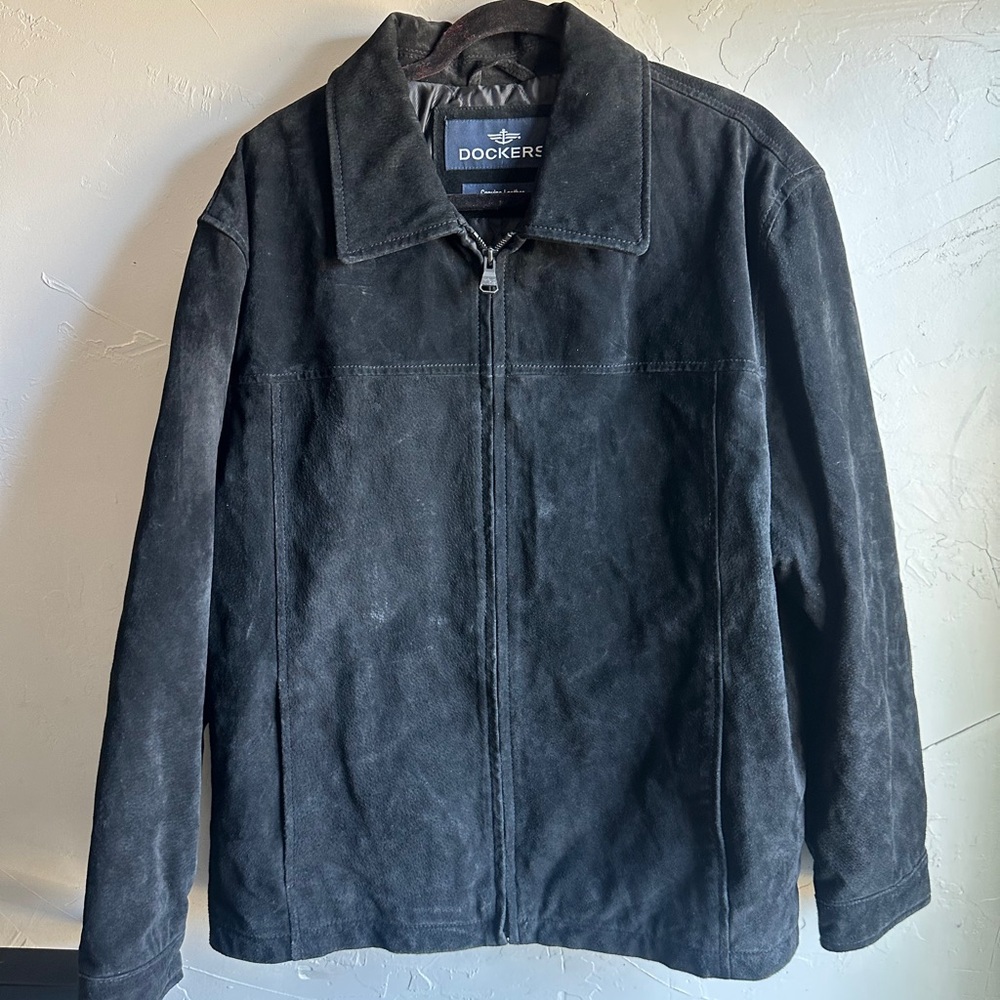 Dockers Black Suede Zip-Front Jacket